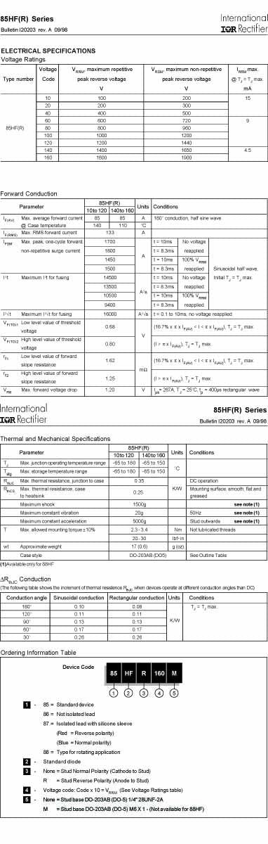 85HFR300 - Diodi 85A/ 300V ( hitsauskoneet jne. )