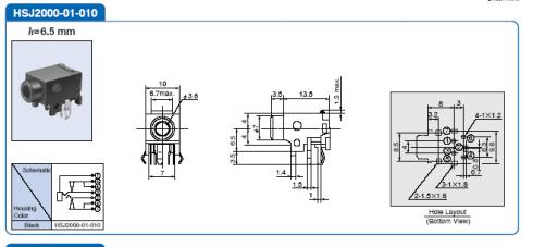 3.5mm runkoliitin. - Piirilevymalli HSJ2000