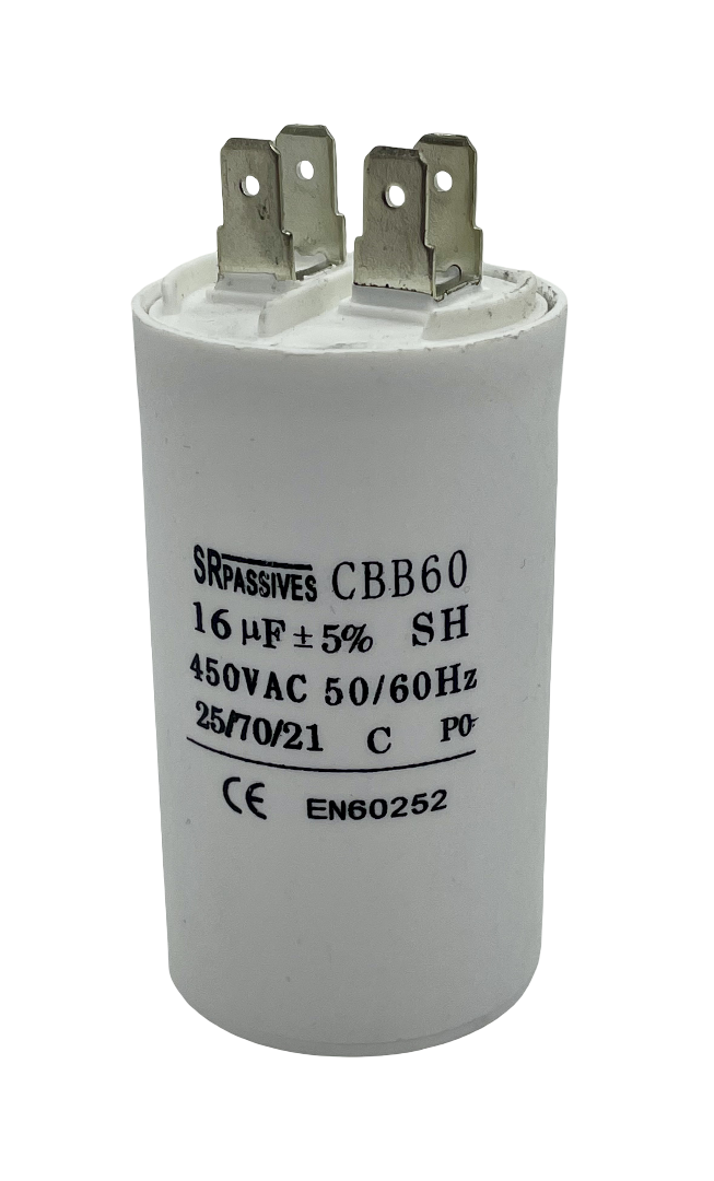 16uF 450VAC - 40x79mm ( runko ). Käynnistyskondensaattori, tarkkuus 5%
