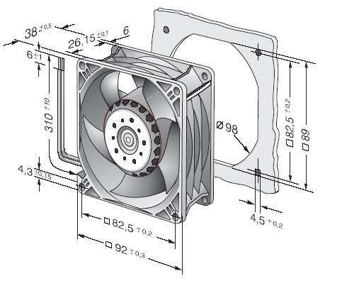 3214JHR - EBM-PAPST 3214JHR. Tuuletin 92x92x38mm/ 24V ( 12..30 VDC ). 55 dBA, 86 cu.ft/min. Toimii tehokkaasti jo 12VDC. TARJOUS !!