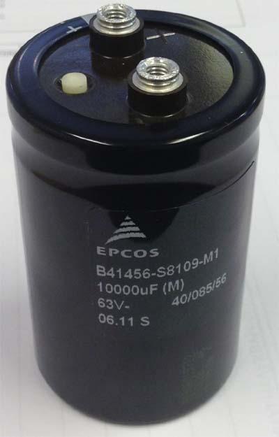 10000uF/63V/ 2011 - Epcos B41456-S8109, 50mmx81mm. Huippuluokan suotokonkka TARJOUSHINNALLA !