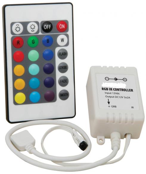 RGB-ohjain SL-2000rc - RGB-ohjain lednauhalle 12 VDC. Virranantokyky 3x 2A. Useita eri toimintoja/efektejä.