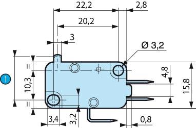CROUZET U83161.3 - Mikrokytkin 12A/250VAC. Vaihtokärjet, lattaliittimillä.