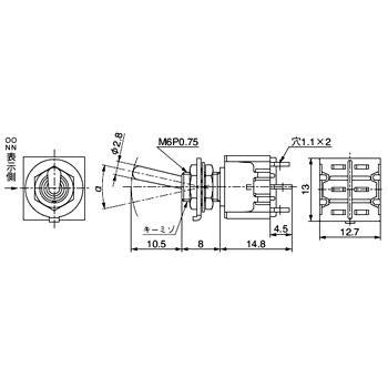 NKK M-2020 - Miniatyre toggle switch DP3T. 2x ON-ON-ON. Made in Japan.