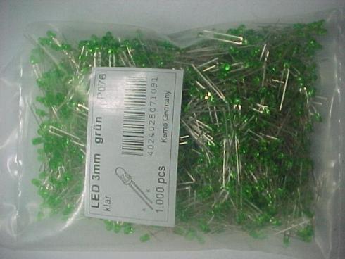 ERÄ LEDEJÄ-VIHREÄ 3mm/5V - ERÄ LEDEJÄ - 1000 KPL/PUSSI ERIKOIS HINNALLA ERÄ LEDEJÄ