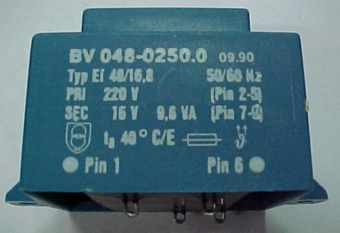 220/16V - 9,6VA - Piirilevymuuntaja BV 048-0250.0