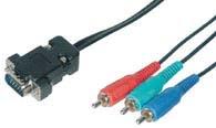 50781 - VGA (15 pin uros)/3xRCA (RGB) Pituus 2m.