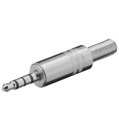 27693 - 3.5mm plugi, 4-pin. Metallirunko, taivutussuoja.