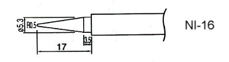ZD-931/ZD-937 varaterä NI-16 - Piikkikärki n. 0.5 - 1mm. Sopii ZD931-juotosasemalle.