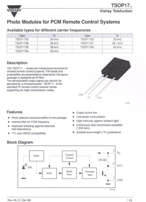 TSOP 1740 - IR-receiver 40 kHz