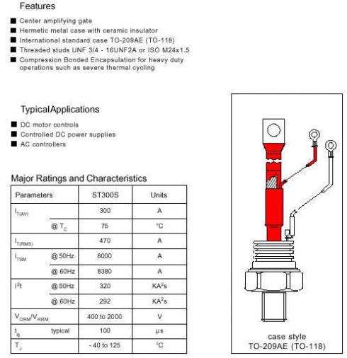 ST300S12PO - 300A/1200V. PHASE CONTROL THYRISTOR