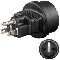 95308 - Verkkoliitin-adapteri USA plug/SUKO ( CEE 7/4 ) naaras. Huom ! Ei muuta jännitettä.