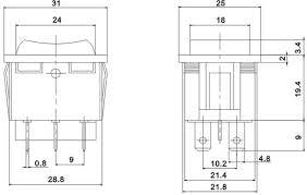 RS-223-4C/RS-201 - Keinukytkin 2x MOM-OFF-MOM (palautuu 0-asentoon).
