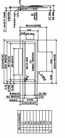 LCD6807 - 64x16 graafinen LCD-moduuli. Koko n. 33.5X13mm. NÄYTÖN nauhakaapelin vastakappale (runkoliitin) mukana.
