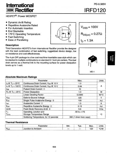 IRFD120 - 100V1,3AMP 0,300 OHM N-CHANNEL