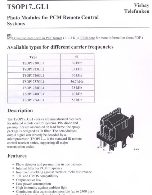TSOP 1740 - IR-receiver 40 kHz