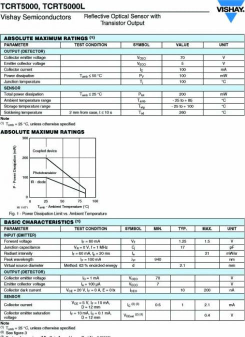 C5100-61604 Reflective Optical Sensor -moduuli. Vishay TCRT5000 sensor