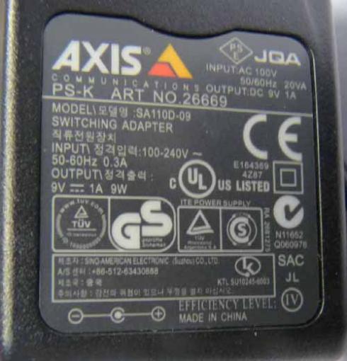 axis-26689 - 110-230V /9Vdc 1Amp
