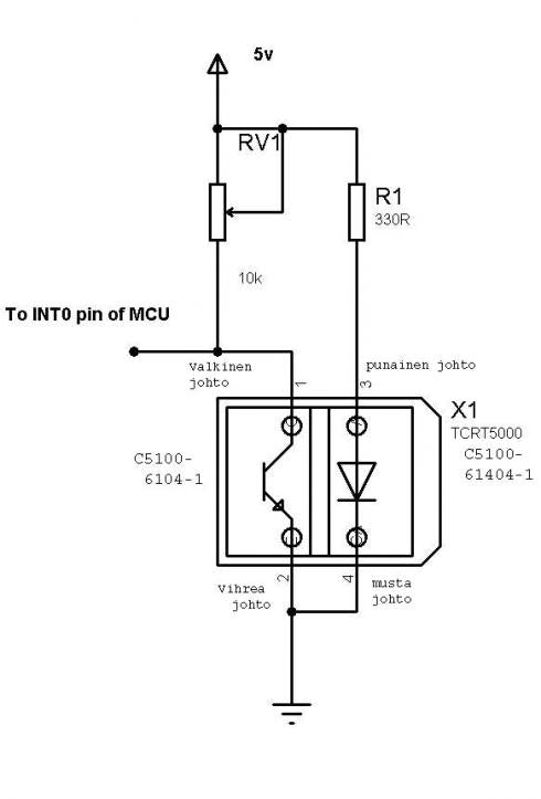 C5100-61604 Reflective Optical Sensor -moduuli. Vishay TCRT5000 sensor