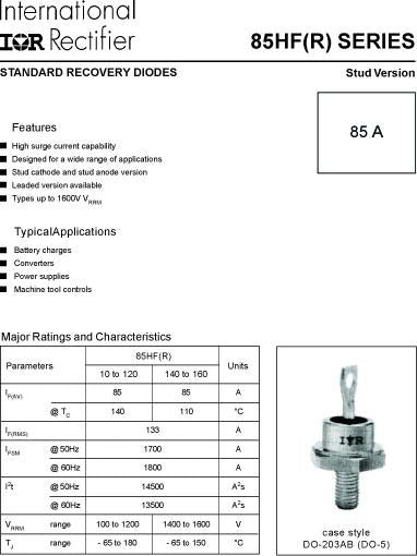 85HFR300 - Diodi 85A/ 300V ( hitsauskoneet jne. )
