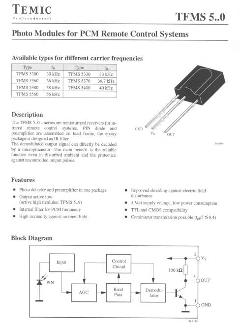 TFMS 7360 - IR-receiver 36 kHz