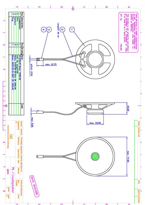 GF0771X - Kaiutin 8 Ohm 0,5W 77mm