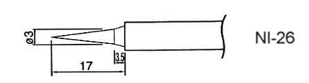 ZD-931/ZD-937 varaterä NI-26 - Piikkikärki n. 0.5 - 1mm. Sopii ZD931-juotosasemalle.