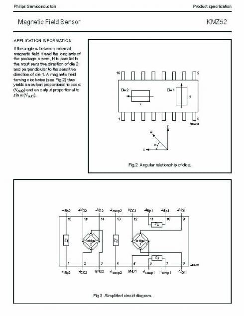 KMZ52 - Magneettikenttäanturipiirin/MAGNETIC FELD SENSOR/Elektroninen kompassi