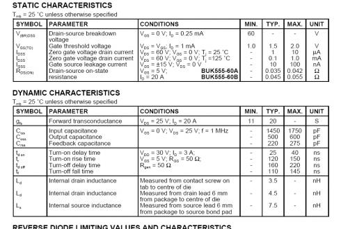 BUK555-60A - mosfet  60V 39A 125W N-Ch
