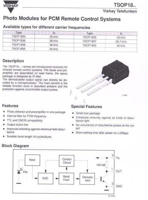 TSOP 1840 - IR-receiver 40 kHz
