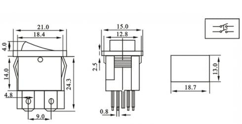 MIRS-101 - 2xON-OFF valolla. 6A/ 250VAC.