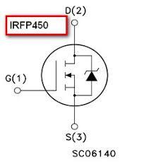 IRFP450 - MOSFET N, 500 V 16 A 250 W TO-247, IRFP450PBF, Vishay