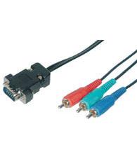 50781 - VGA (15 pin uros)/3xRCA (RGB) Pituus 2m.