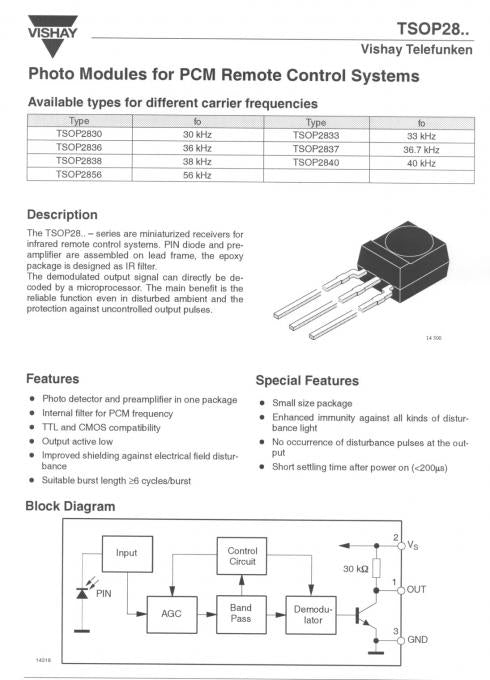 TSOP 2840 - IR-receiver 40 kHz