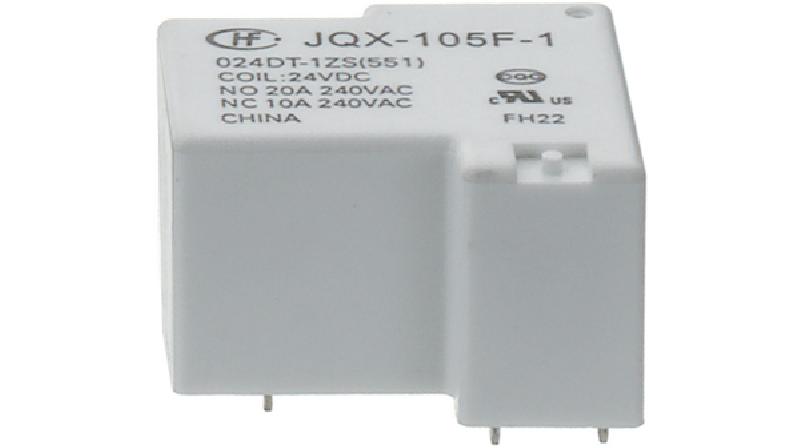 HF105F-1 Piirilevyrele 24VDC. Kärjet: 30A/ 240VAC. Type: 024DT-1HST.