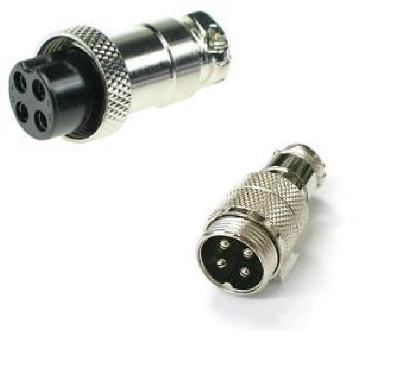 4p-liitinpari, "microphone". - Johtoliittimet 4-pin parina. Kierrelukitus. Sopii yleiskäyttöön.