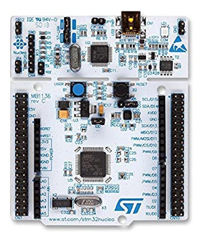 NUCLEO-F410RB - Development board with STM32F410RB. Supports Arduino Uno and ST morpho connectivity. ARM Cortex-M4 100 MHz processor.