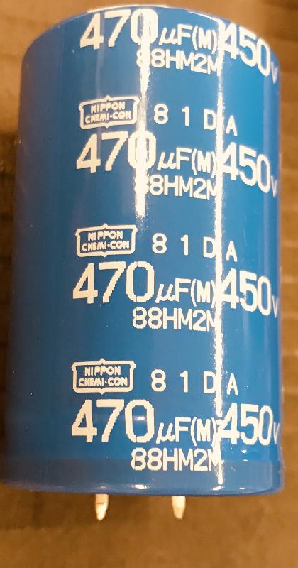 470uF 450VDC 105C - Nippon Chemi-Con E81D451VSN471MA55T Electrolytic Capacitor 35mm×55mm DC2018