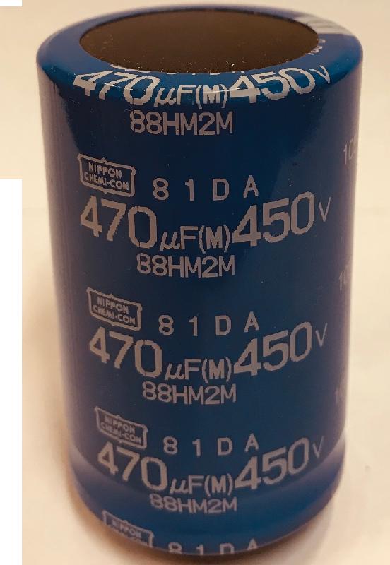 470uF 450VDC 105C - Nippon Chemi-Con E81D451VSN471MA55T Electrolytic Capacitor 35mm×55mm DC2018