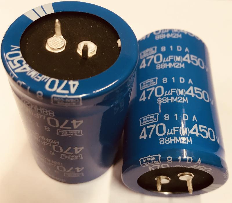 470uF 450VDC 105C - Nippon Chemi-Con E81D451VSN471MA55T Electrolytic Capacitor 35mm×55mm DC2018