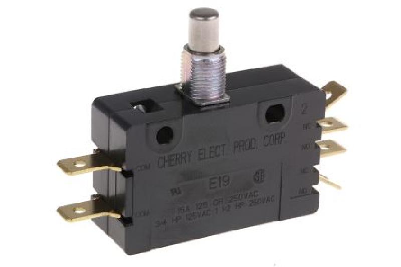 Cherry E19 - Lukkiutumaton mikrokytkin, 2xON-ON. 15A/ 250VAC. Runko n. 47x29x16mm.