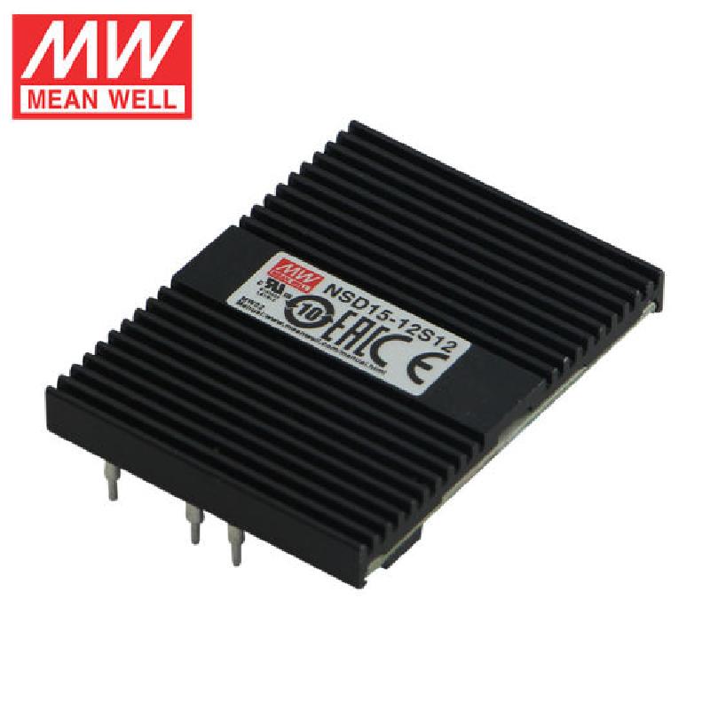 NSD15-12S12 - DC/DC. Input:9,4-36V Output:+12V 1,25A. Koko n. 51x38x14mm. Meanwell.