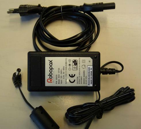 12 V DC 600 mA hakkurivirtalähde tuotetietoetiketti