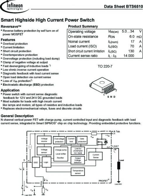 SMD Profet IC SWITCH PWR HISIDE TO220-7 SMD - Tuotekuva