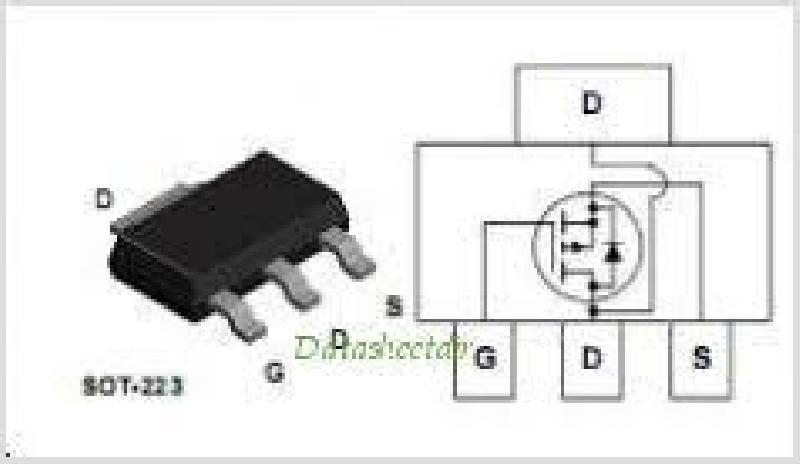 P-Channel MOSFET, 2.5 A, 60 V, 3 + Tab-Pin SOT-223  - Tuotekuva
