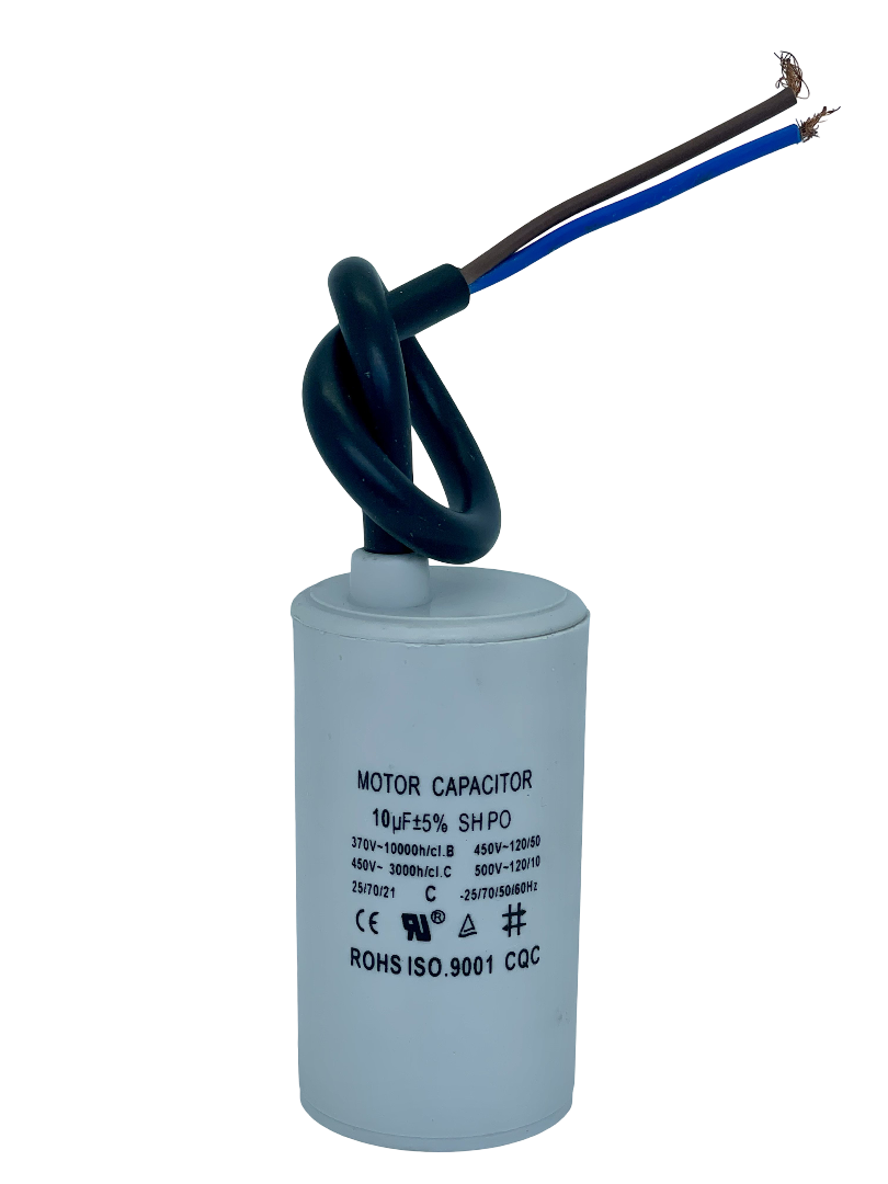 10uF  450VAC - 35x69mm ( runko ). Käynnistyskondensaattori, tarkkuus 5%