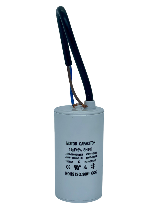15uF 450VAC - 40x79mm ( runko ). Käynnistyskondensaattori, tarkkuus 5%