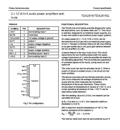 TDA2616 - 12VDC/2X12WATT HI-FI-AUDIO POWER AMPLIFIERS