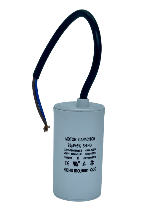 20uF 450VAC - 40x79mm ( runko ). Käynnistyskondensaattori, tarkkuus 5%