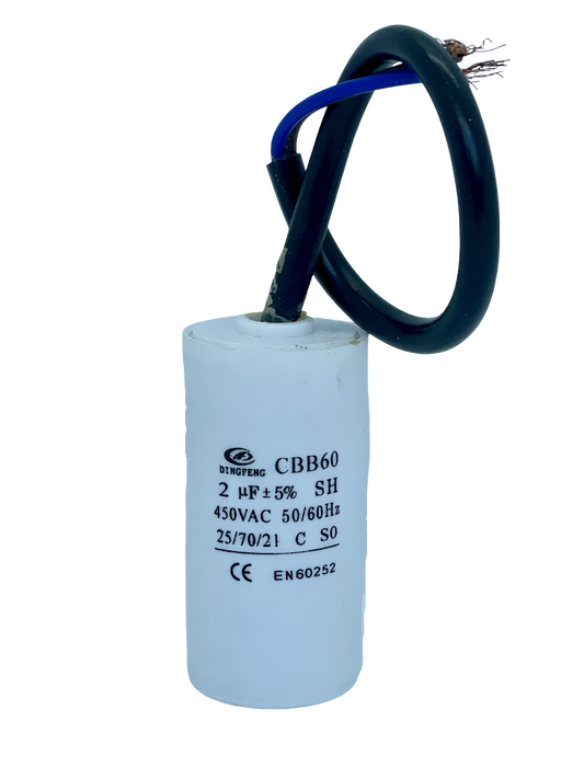 2uF 450VAC - 30x63mm ( runko ). Käynnistyskondensaattori